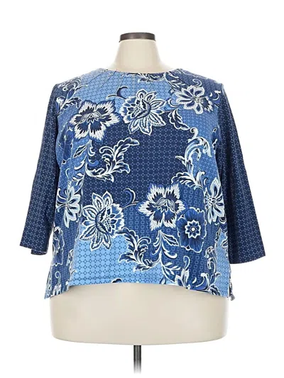 Pre-owned Alfred Dunner 3/4 Sleeve T-shirt In Blue
