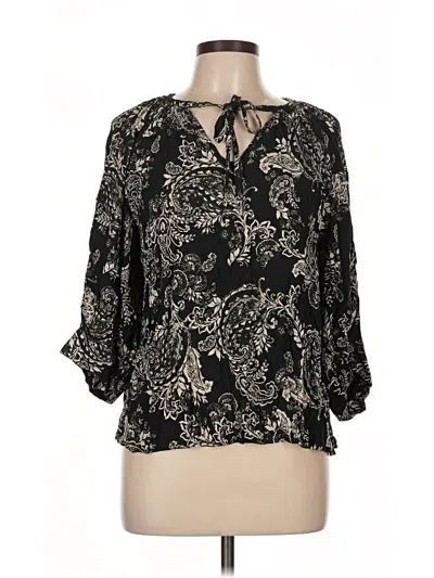 Pre-owned Karen Kane 3/4 Sleeve Blouse In Black