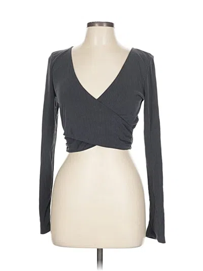 Pre-owned Victoria's Secret Long Sleeve Top Gray Plunge Neckline Tops