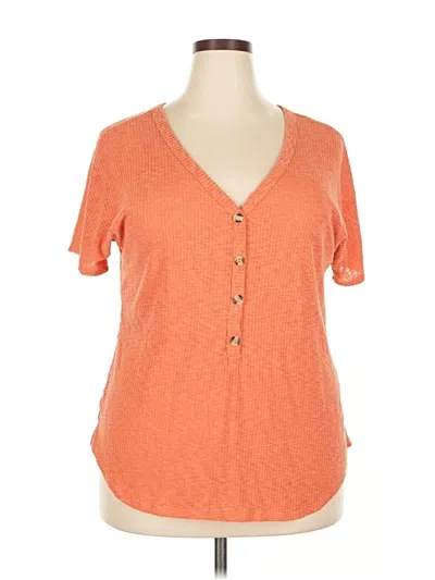 Pre-owned Liberty Love Short Sleeve Henley Shirt In Orange