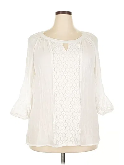 Pre-owned Valerie Stevens 3/4 Sleeve Blouse In White