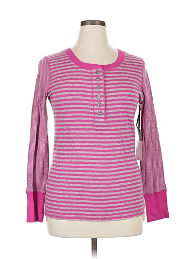 Pre-owned Caslon Long Sleeve Top Pink Scoop Neck Tops