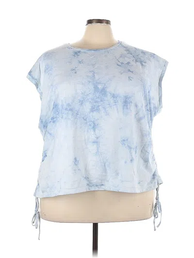 Pre-owned Livi Short Sleeve Top Blue Tie-dye Pattern Keyhole Neckline Tops