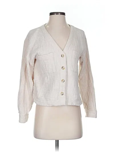 Pre-owned Madewell Long Sleeve Blouse In White