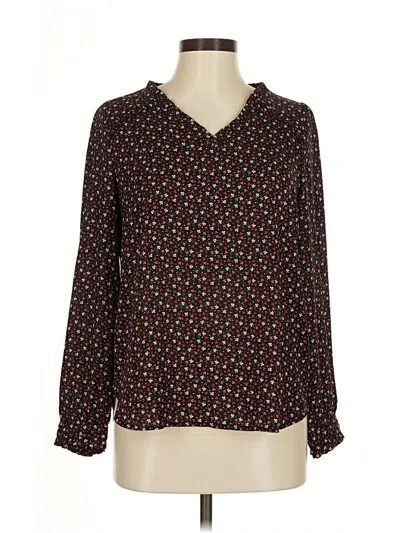 Ann Taylor Loft Long Sleeve Blouse In Black