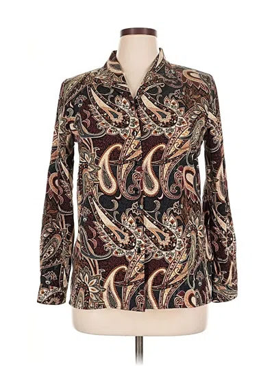 Pre-owned Alfred Dunner Long Sleeve Blouse In Brown