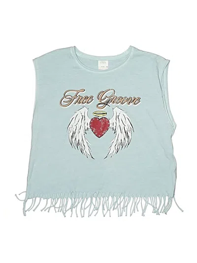 Pre-owned Zara Kids' Sleeveless Top Teal Sweetheart Neckline Tops In Blue