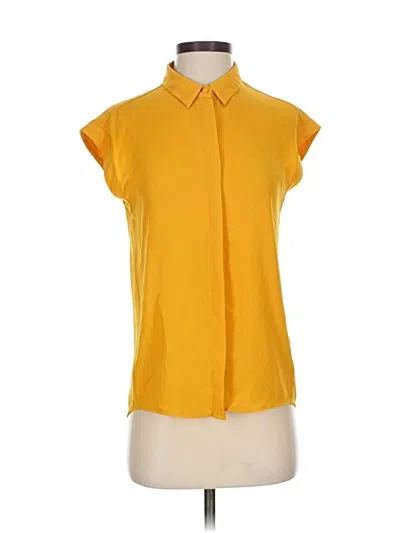 Pre-owned Unbranded Short Sleeve Blouse In Yellow