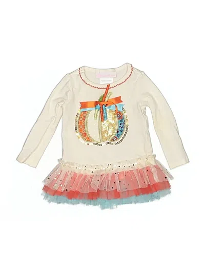 Pre-owned Bonnie Baby Babies' Long Sleeve Top Ivory Keyhole Neckline Tops In White