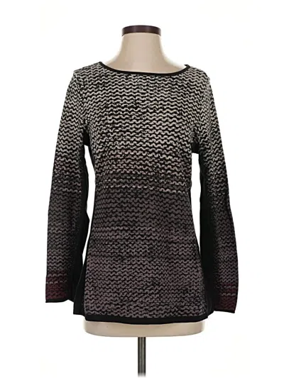 Pre-owned Nic + Zoe Long Sleeve Top Black Boatneck Tops