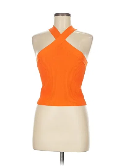 Pre-owned Allie Rose Sleeveless Top Orange Halter Neckline Tops