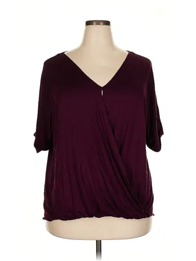 Pre-owned Unbranded Short Sleeve Blouse In Burgundy