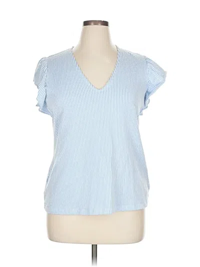Pre-owned Michael Michael Kors Short Sleeve Top Blue V Neck Tops