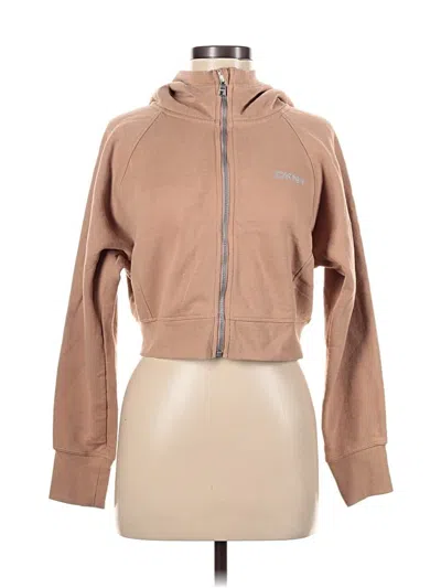 Pre-owned Dkny Sport Zip Up Hoodie In Brown