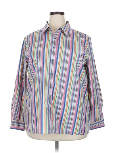 Pre-owned Foxcroft Long Sleeve Button Down Shirt In Blue