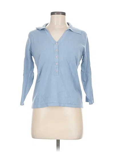 Pre-owned A Line 3/4 Sleeve Button Down Shirt In Blue