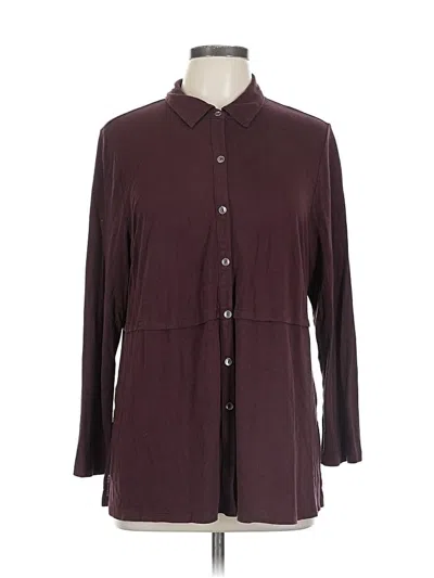 Pre-owned Jjill 3/4 Sleeve Button Down Shirt In Burgundy