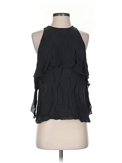 Pre-owned Ramy Brook Sleeveless Silk Top Black Halter Neckline Tops