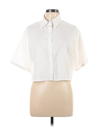 Pre-owned Unbranded Short Sleeve Blouse In White