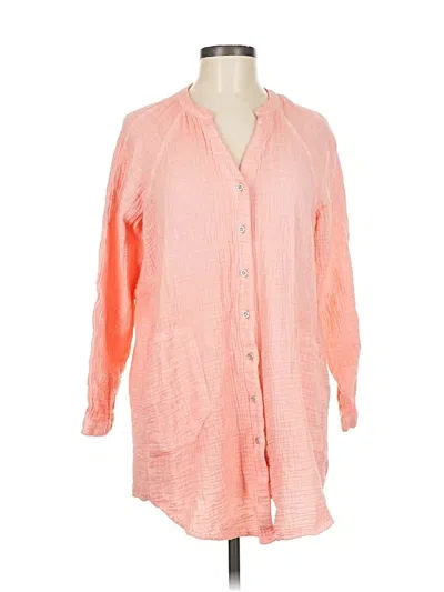 Pre-owned Tribal Jeans 3/4 Sleeve Button Down Shirt In Orange