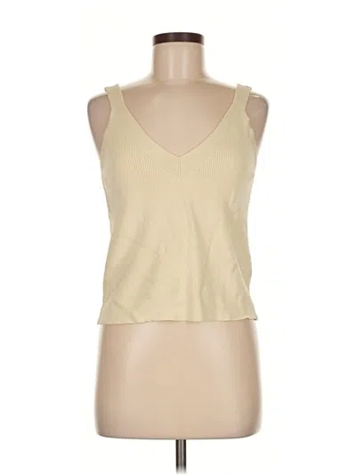 Pre-owned Zara Sleeveless Top Tan Sweetheart Neckline Tops In Brown