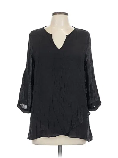 Pre-owned Fever 3/4 Sleeve Blouse In Black