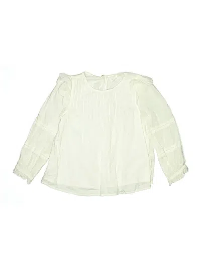 Pre-owned Crewcuts Kids' Long Sleeve Blouse In White
