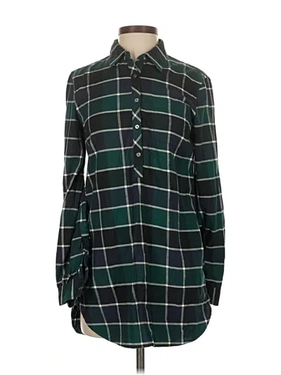 Pre-owned L.l.bean Signature Long Sleeve Blouse In Green