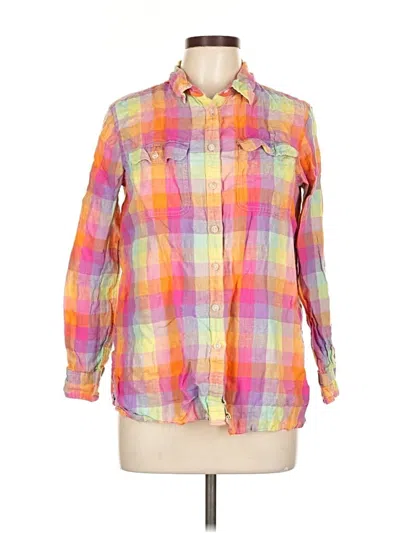 Pre-owned Lands' End Long Sleeve Button Down Shirt In Pink