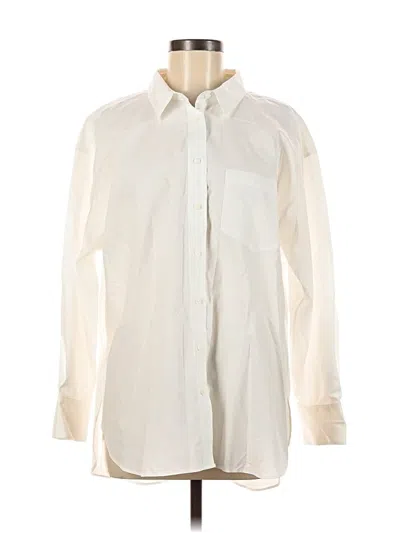 Pre-owned Lands' End Long Sleeve Button Down Shirt In White