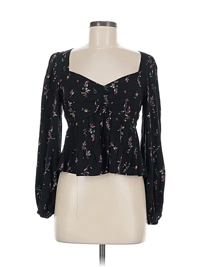 Pre-owned Afrm Long Sleeve Blouse In Black