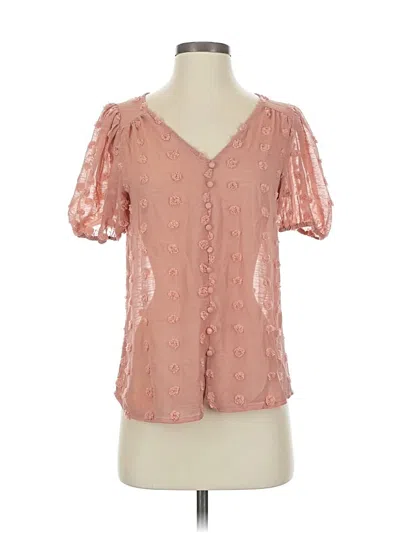 Pre-owned E&m Collection Short Sleeve Blouse In Pink