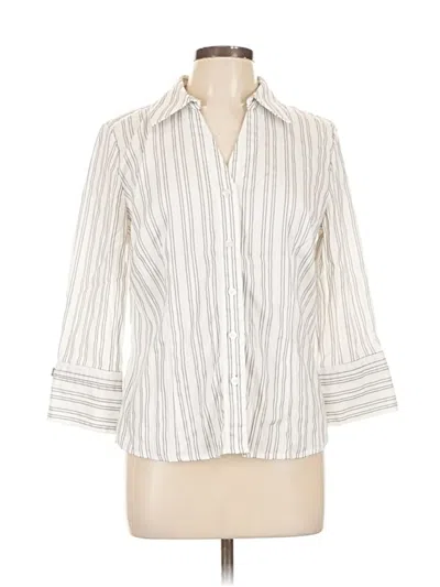 Pre-owned Alfani 3/4 Sleeve Button Down Shirt In White