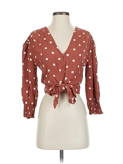 Pre-owned Madewell 3/4 Sleeve Blouse In Brown