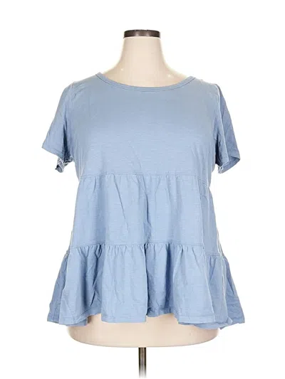 Pre-owned Evans Short Sleeve Top Blue Square Neckline Tops