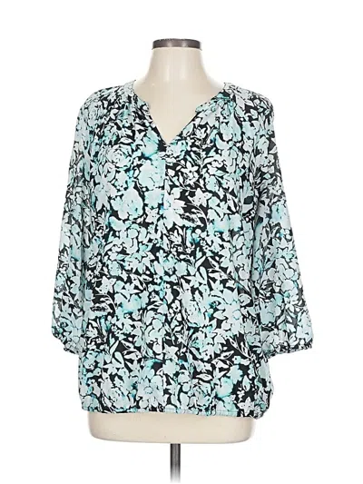Pre-owned Liz Claiborne 3/4 Sleeve Blouse In Blue