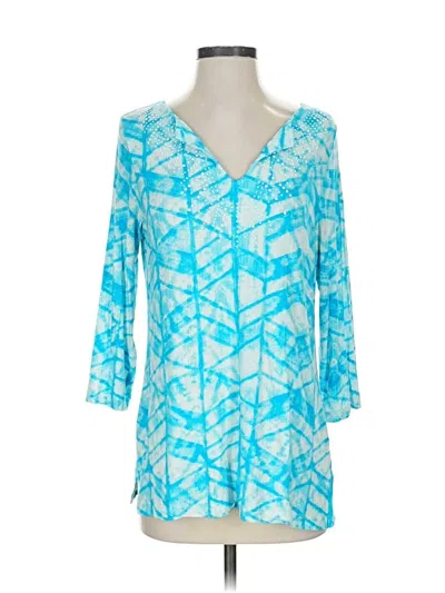 Pre-owned Chico's 3/4 Sleeve Blouse In Blue