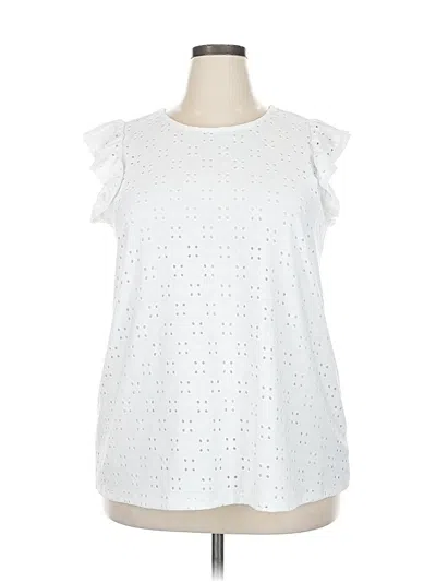 Pre-owned Torrid Short Sleeve Top White Keyhole Neckline Tops