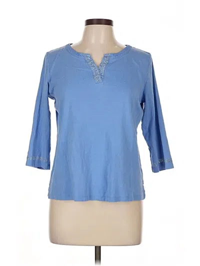 Pre-owned Karen Scott 3/4 Sleeve T-shirt In Blue