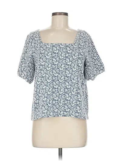 Pre-owned Madewell Short Sleeve Blouse In Blue