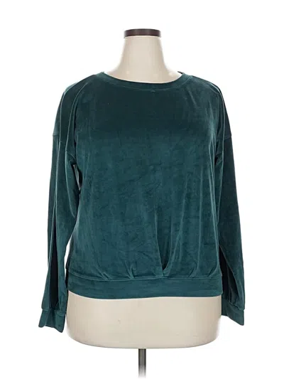 Pre-owned Zella Long Sleeve Top Teal Boatneck Tops In Blue