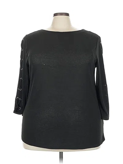 Ny Collection 3/4 Sleeve Top Black Boatneck Tops In Black