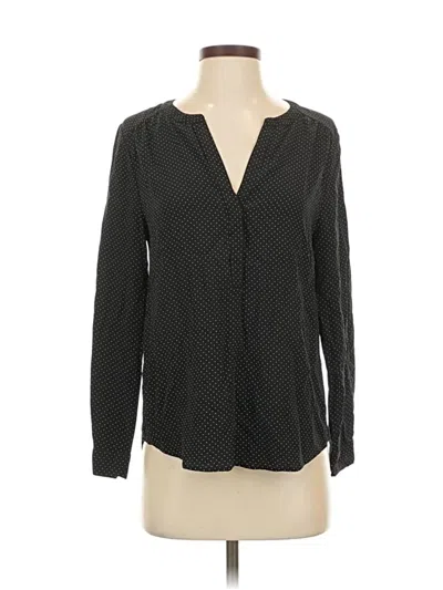 Pre-owned Joie Long Sleeve Silk Top Black Polka Dots Pattern Plunge Neckline Tops