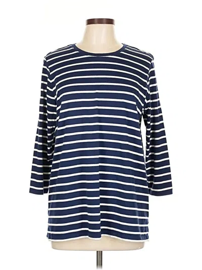 Pre-owned Lands' End 3/4 Sleeve T-shirt In Blue