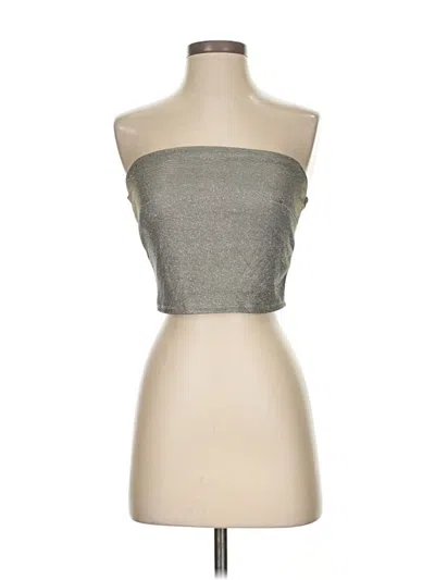 Pre-owned Wild Fable Sleeveless Top Silver Strapless Neckline Tops