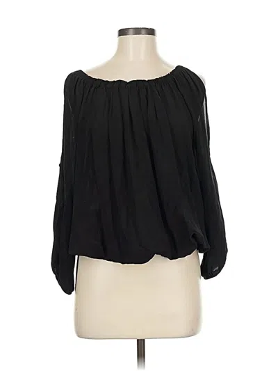 Pre-owned Pookie & Sebastian 3/4 Sleeve Silk Top Black Off The Shoulder Neckline Tops
