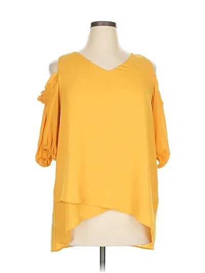 Pre-owned Karen Kane 3/4 Sleeve Blouse In Yellow