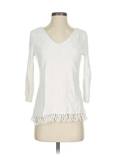 Pre-owned Talbots 3/4 Sleeve T-shirt In White