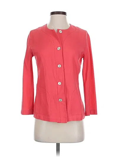 Pre-owned Travelsmith 3/4 Sleeve Button Down Shirt In Pink