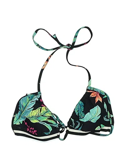 Pre-owned Seafolly Swimsuit Top Black Tropical Pattern Swimwear